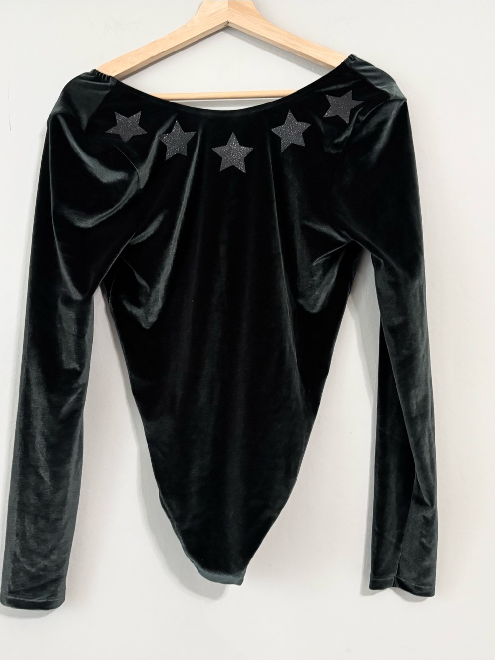 NEW Victoria’s Secret Velvet Glitter Star Forest Green One Piece Bodysuit